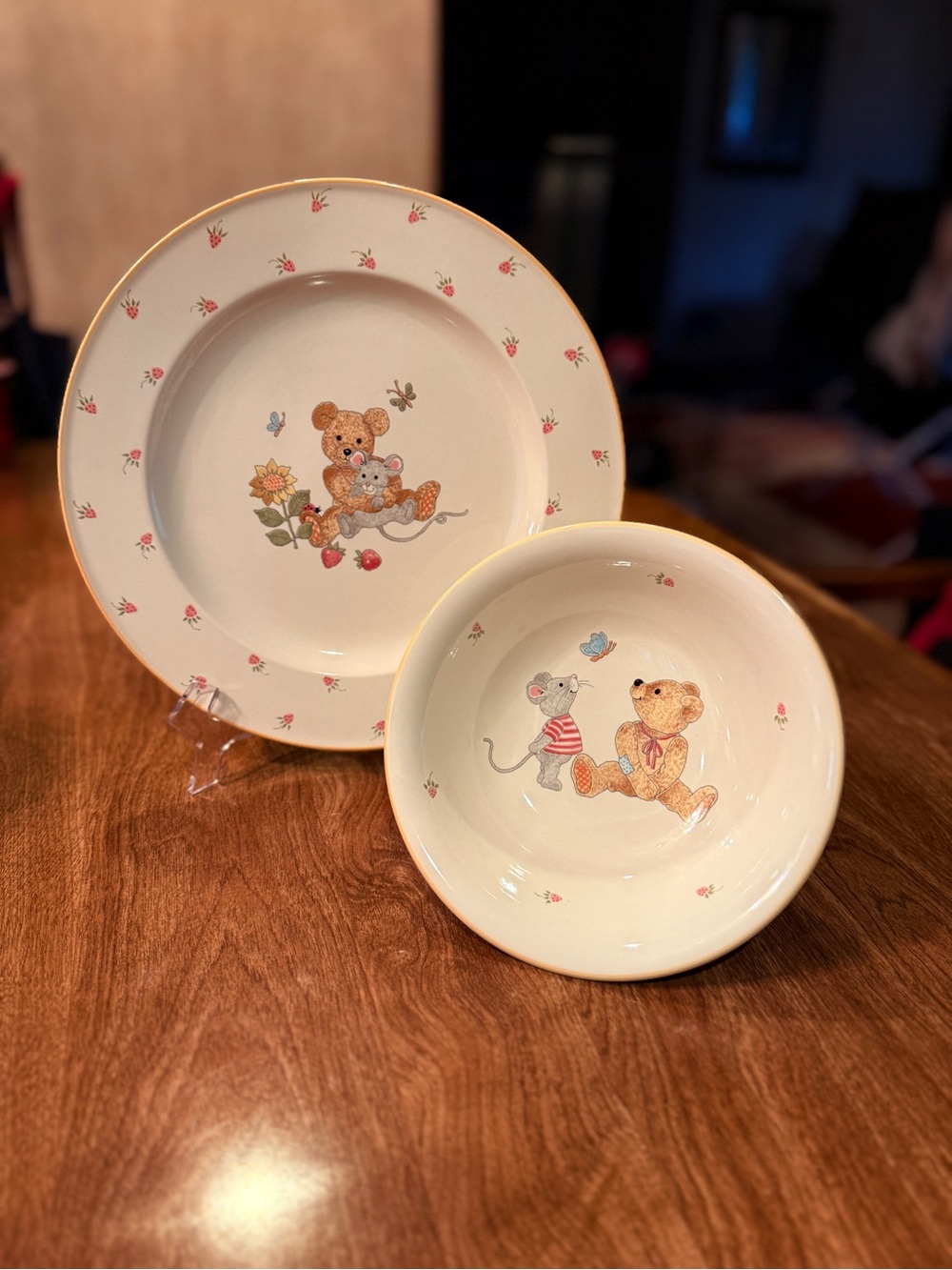 Vintage Mikasa Teddy Plate And Bowl Set